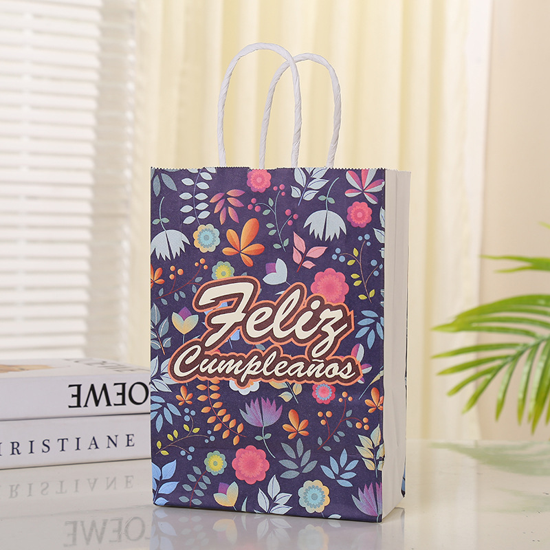 Personality Doodle Design Brown Kraft Paper Easter Goody Bag for Food Snacks Packaging