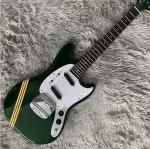 Custom Fender Mustang Style Electric Guitar Metallic Green S-S Pickups Chrome