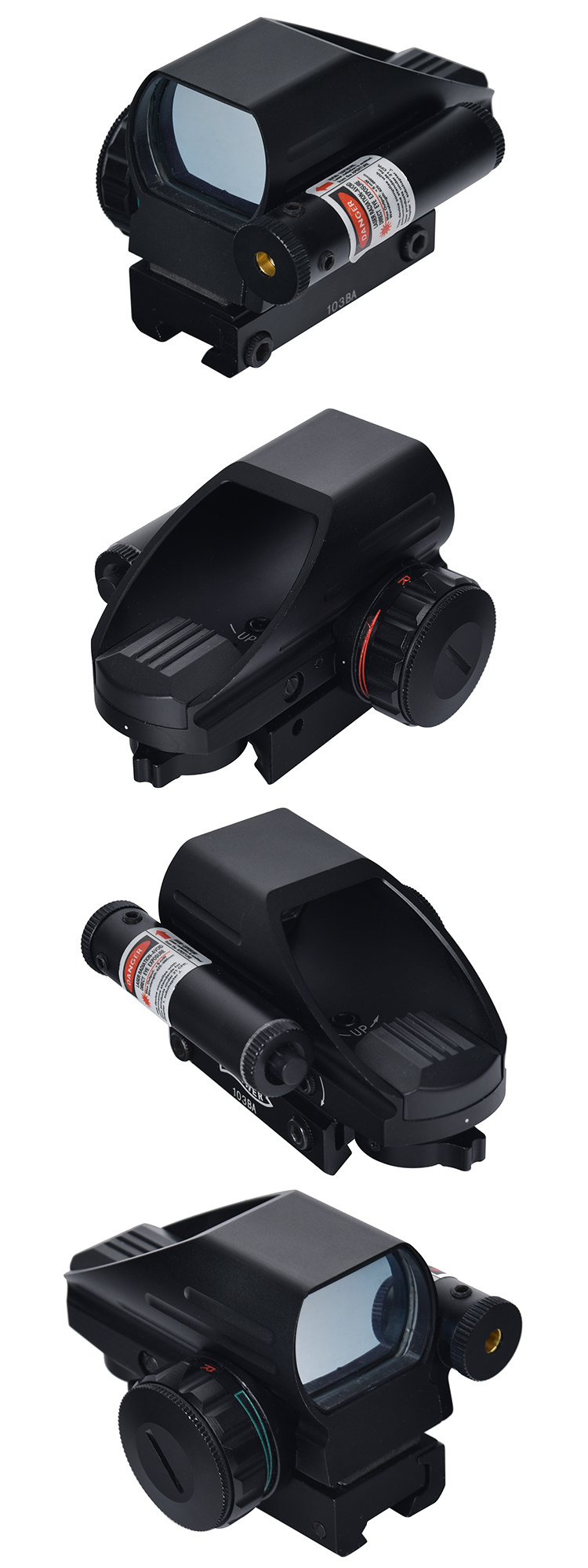 82mm Length Matte Black 1X22X33 Tactical Red and Green Reflex Sight with Red Laser