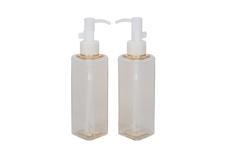 Customized Color PET 180ml Palstic 174mm Makeup Remover Pump Bottle Oil Container