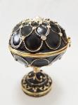 Hand Painted Enameled Blace Faberge Egg Decorative Hinged Jewelry Trinket Box