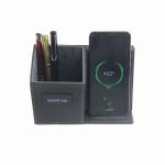 Nonslip LED Leather Wireless Phone Charger Pen Holder Washable For Desk
