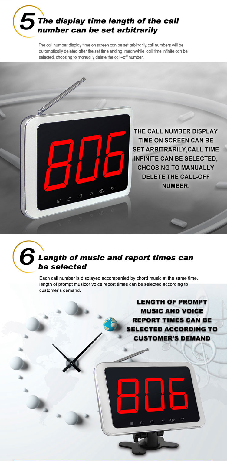 Restaurant equipment remote table number calling system