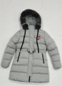 Quality Grey Ladies Long Puffer Coat With Fur Hood Quilted wholesale
