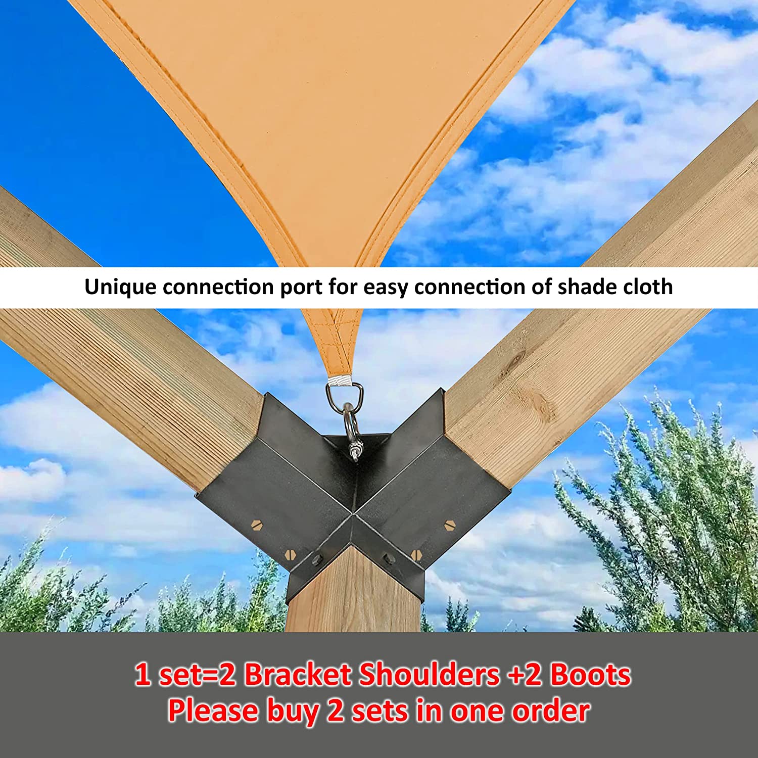 Standard 6x6 Pergola Kit Bracket 3-Way Right Angle Corner Bracket Customized Thickness