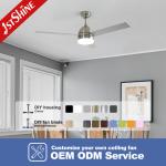 Sliver Dimming DC Motor 220V Modern LED Ceiling Fan Mute 6 Speeds