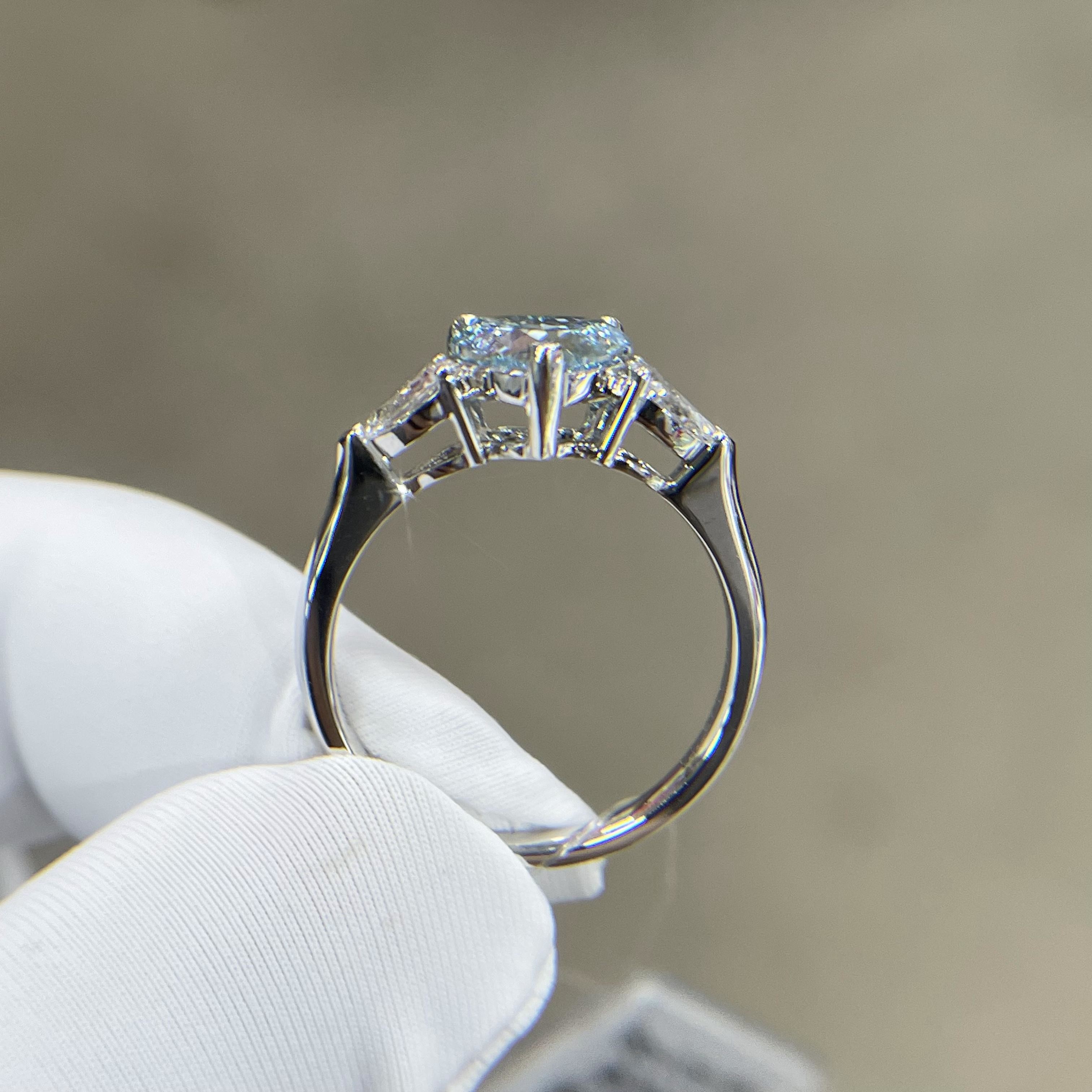 1.27ct Man Made Diamond Rings Synthetic Blue Heart Shape