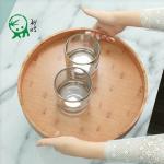 3pcs Set Round Bamboo Food Serving Tray with Handle for Home Living Room Kitchen