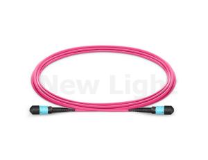 Quality 5M OM4 12 core female MPO / MTP - MPO optical fiber patch cord LSZH 3.0 magenta cable wholesale
