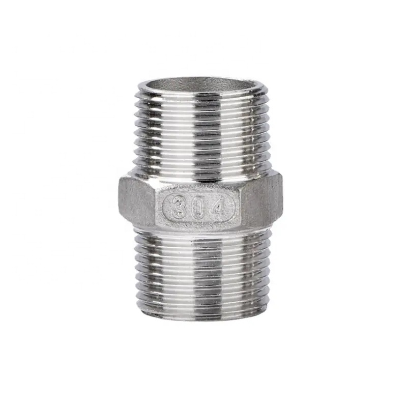 1/4''--4.0'' Stainless Steel 201 304 316 Short Hex Thread Nipple for Hydraulic Bsp Npt Plumbing