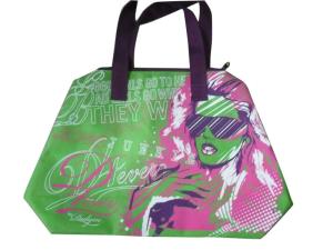 Quality Green / Blue / Pink / Orange 75g Zipper Shopping Bag, Non Woven Carry Bags For Ladies wholesale