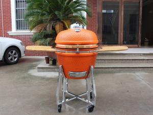 Quality BBQ 22 Inch Charcoal Kamado Grill Bamboo Shelves And Handle wholesale
