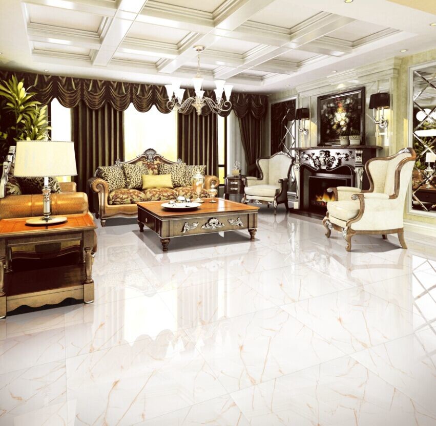 Square White Calacatta Gold Living Room Porcelain Floor Tile