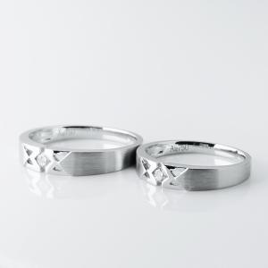 Quality Diamond Symmetrical Triangle 0.078ct His And Her Rings Set wholesale