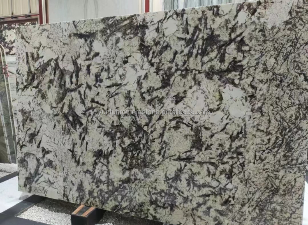 Interior Wall Cut-to-Size Glazed Snow Mountain Silver Fox Marble Stone in Polished Finish