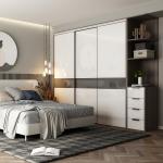 Bedroom Furniture Sliding Door Wardrobes in Wood Style with Eased Edge Metal