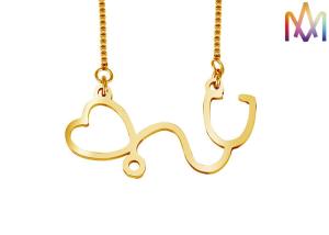 Quality OEM ODM Free Engraving Stethoscope Heart Pendant wholesale