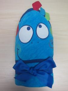 Quality 100% cotton velour terry fabric 3D embroidered boy &amp; girl baby hooded towel wholesale