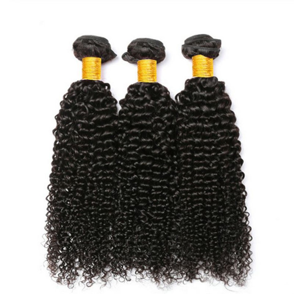 Natural Black Kinky Curly Remy Human Hair Bundles Sew In Weave Bundles Brazilian Bundle Deals