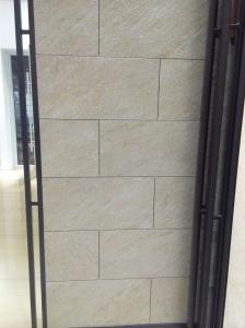 Quality Glazed Rough Modern Bathroom Floor Tile Acid Resistant Yellow Beige Color wholesale