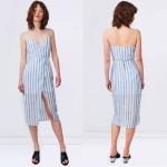 2018 Summer Linen Fabric Slip Wrap Dress Ladies