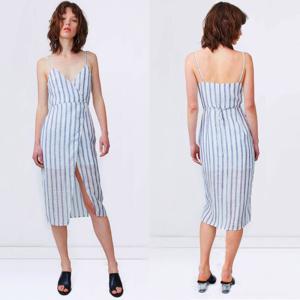 Quality 2018 Summer Linen Fabric Slip Wrap Dress Ladies wholesale