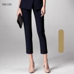 Dark Navy Slim Fit Blazer for Ladies Office Short Sleeve Women's Suits Collar V