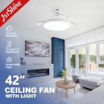 Retractable Smart LED Ceiling Fan Light , Quiet DC Motor Fan Light