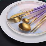 SS304 Black Gold Kitchen Flatware Sets Stainless Steel 6 Piece Silverware Set