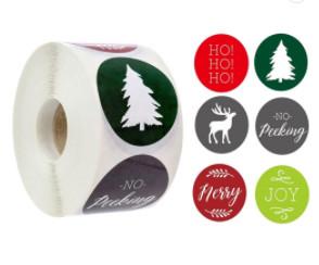 Cheap Christmas 2 Inch Round Sticky Labels On A Roll 1000pcs CMYK Color for sale