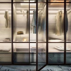 Quality Bedroom Glass Door Wardrobes Particle Board Aluminum Frame Closet wholesale