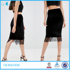 100% Polyester Women Satin Maxi Skirt with Zip-side Fastening