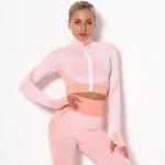 Zipper sports tights, moisture-absorbent training running yoga belly button