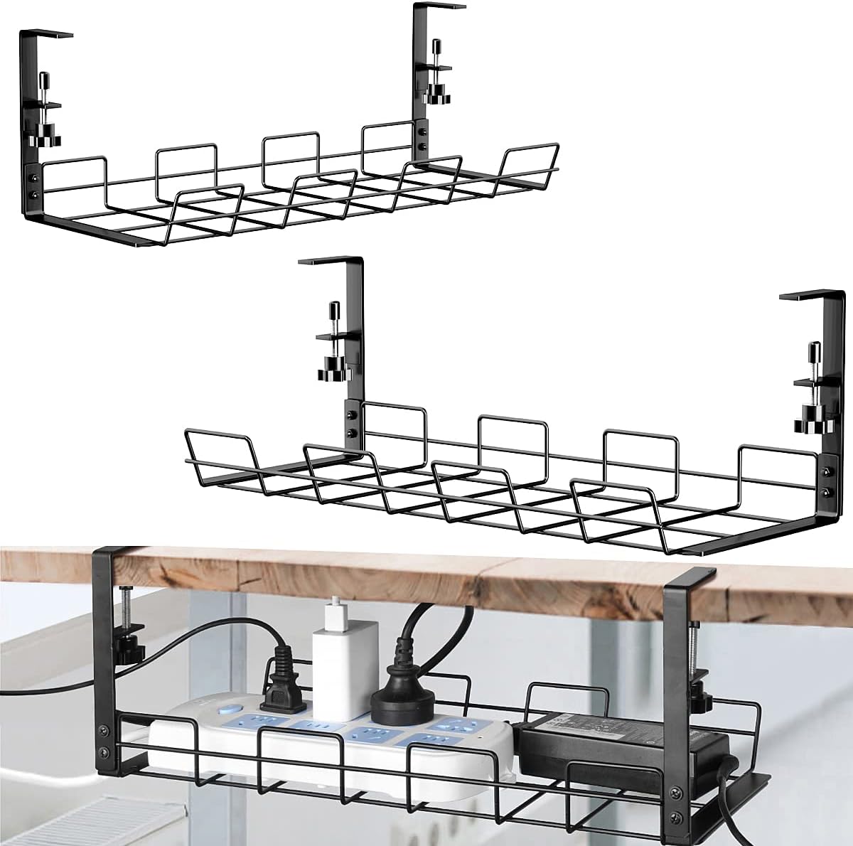 Convenient Multifunctional Wire Organizer Basket for Under Desk Cable Management Tray