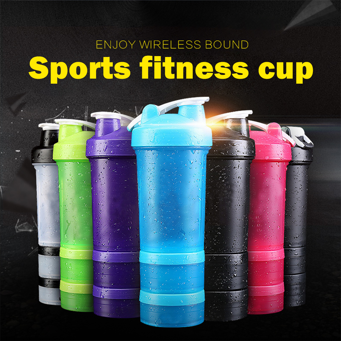 High Quality Bpa Free Plastic Shaker Water Bottle Tritan Fitness Gym Drinking Bottle