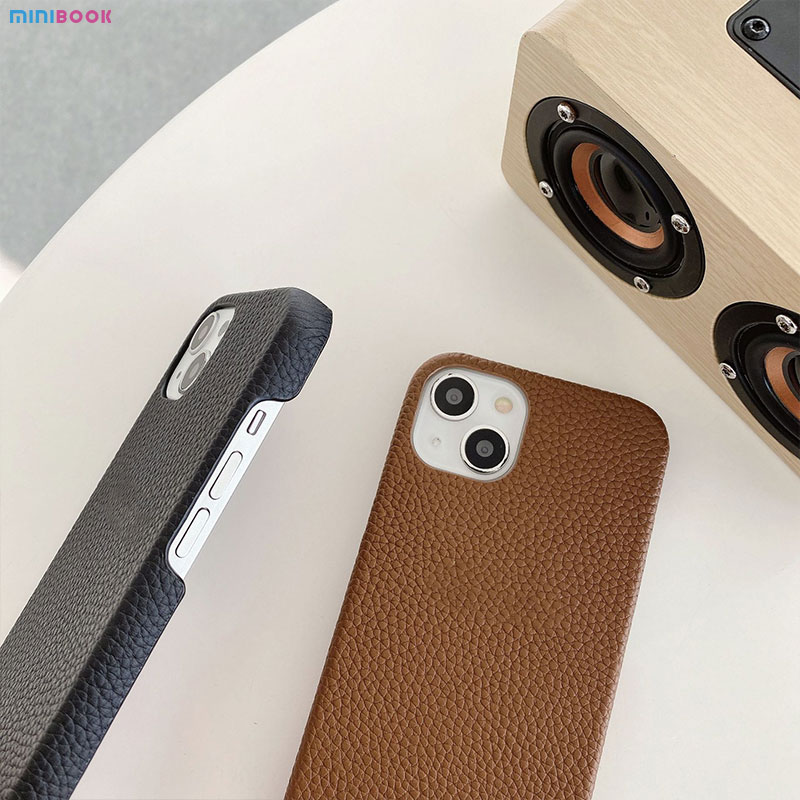 Pebble Leather Phone Back Cover Customized Luxury Litchi Leather Case for Phone 13 14