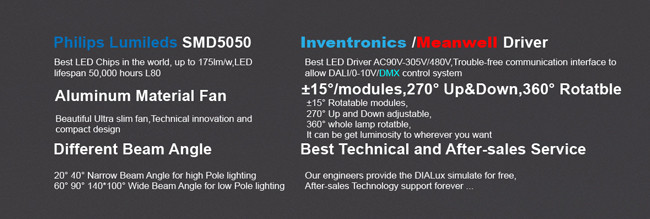200W 240W Outdoor LED High Mast Light Extruded Aluminum Material High Strength
