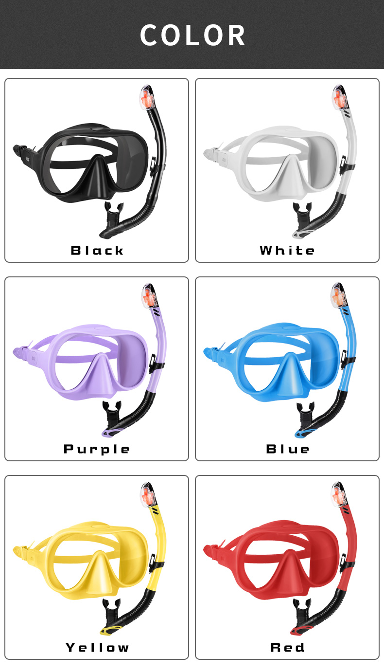 Frameless Single Lens Scuba Diving Snorkel Mask Set Silicone Mouthpiece