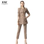 Polyester Fiber Women's Elegant 3 Piece Sets 2023 Office Formal Blazer Coat