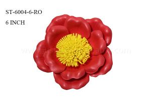 Quality 6 Inch Artificial Sunflowers Bright Red Petals Yellow Flower Heronsbill wholesale