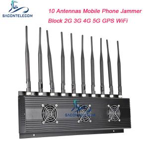 Quality 18w 10 Antennas Mobile Phone Signal Jammer VHF UHF Blocker 4G 5G wholesale