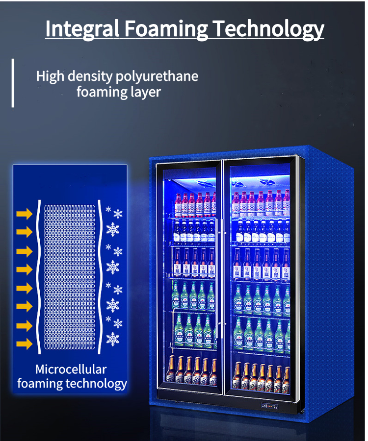 Supermarket Commercial Beverage Refrigerator Vertical Height 1965mm