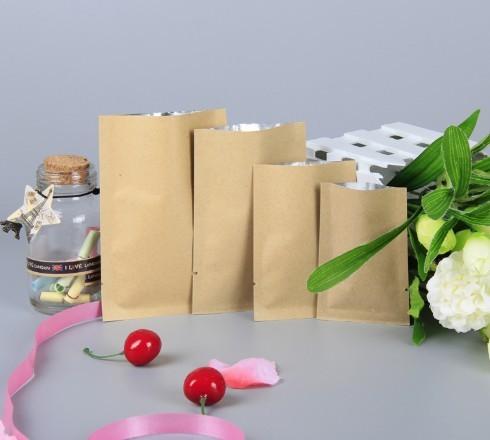 Accept custom kraft paper bag 3 side heat seal aluminum foil packaging bags for
