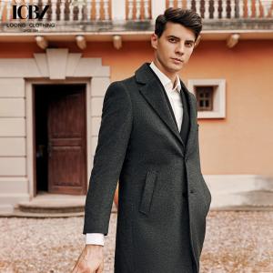 Quality End Loose Woolen Windbreaker Custom OEM Men's Mid-Length Gray Wool Coat for Business wholesale