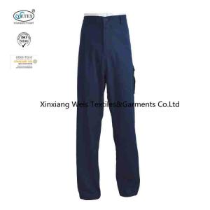 Quality Navy Blue 360gsm Cotton Twill Safety FR Pants For Oil Gas Industries wholesale