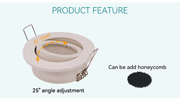 Eco Friendly MR16 Downlight Housing Bamboo Fiber 25 Degree Tilted Recessed Light Housing
