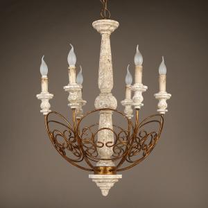Quality French country chandelier wood Candle Pendant lamp (WH-CI-64) wholesale