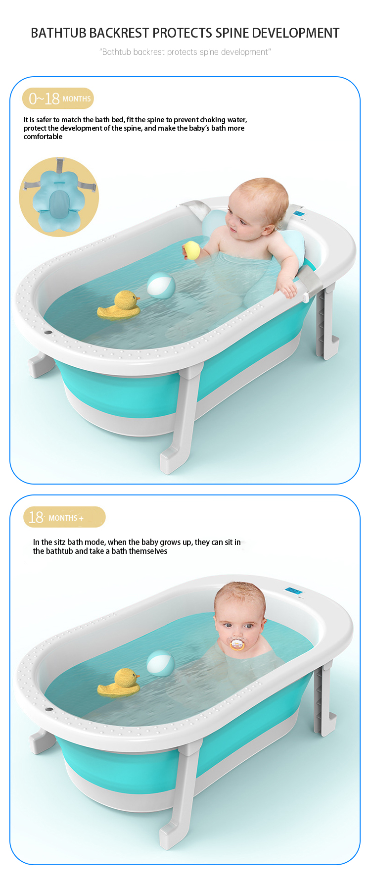 OEM/ODM Foldable Infant Bath Tub With Temperature Sensing Safe And Stable