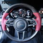 Customized Carbon Fiber Steering Wheel Red Leather Porsche Macan Cayenne 991