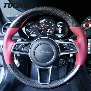 Quality Customized Carbon Fiber Steering Wheel Red Leather Porsche Macan Cayenne 991 wholesale